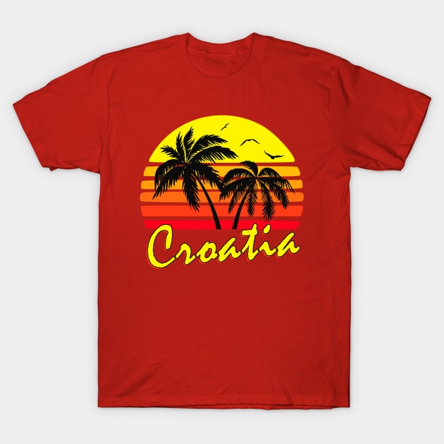 Croatia Retro Sunset T-Shirt by Nerd_art